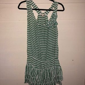 Green White Stripe Dress Size Large